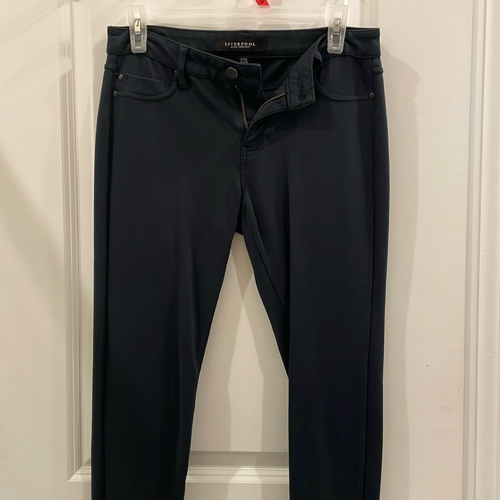 Liverpool Jean Company Navy blue slim fit skinny leg dress pants. Size 4 petite.